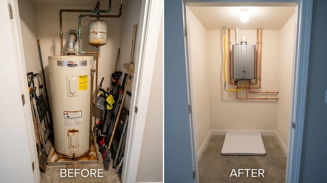 Tank water heater versus wall-mounted tankless unit comparison for Assumption, IL homeowners